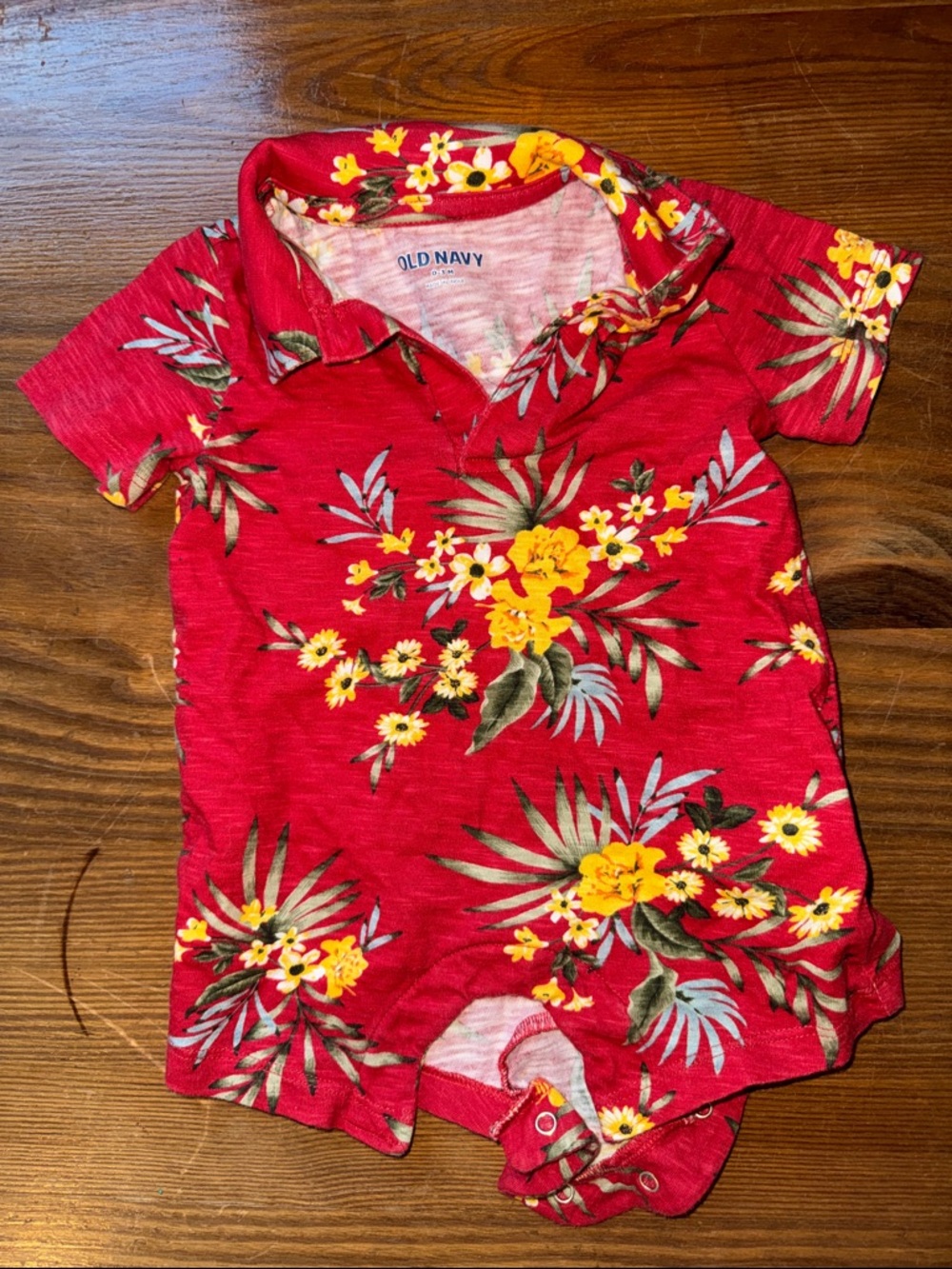 Old Navy Red Floral Polo Romper